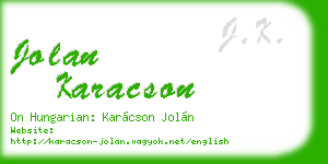 jolan karacson business card